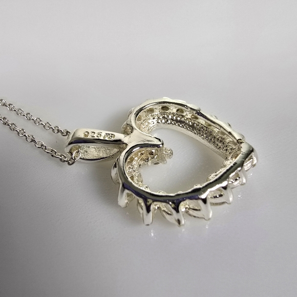 Sterling Silver & Cubic Zirconia Heart Pendant with 925 chain - Picture 6 of 7